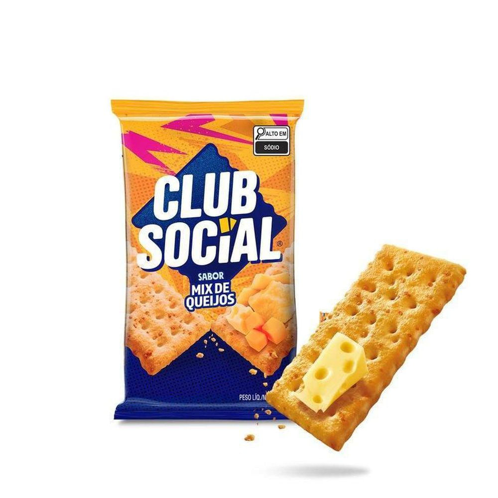 Biscoito Salgado Mix de Queijos Club Social 141g Multipack Crocante