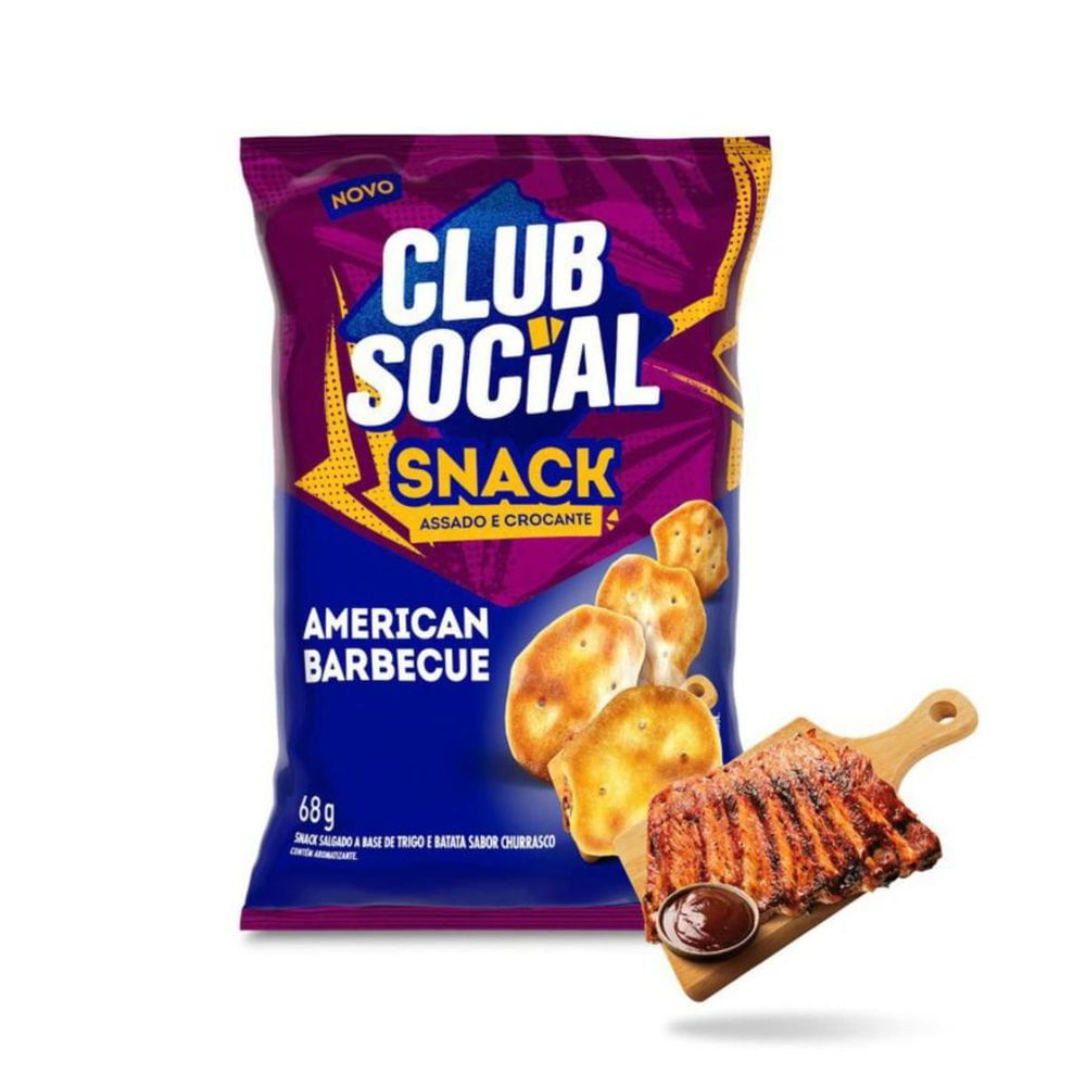 Salgadinho Snack Barbecue Club Social 68g Assado