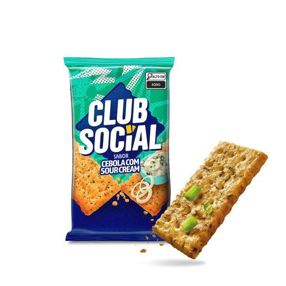 Biscoito Salgado Cebola e Sour Cream Club Social 141g Multipack Crocante