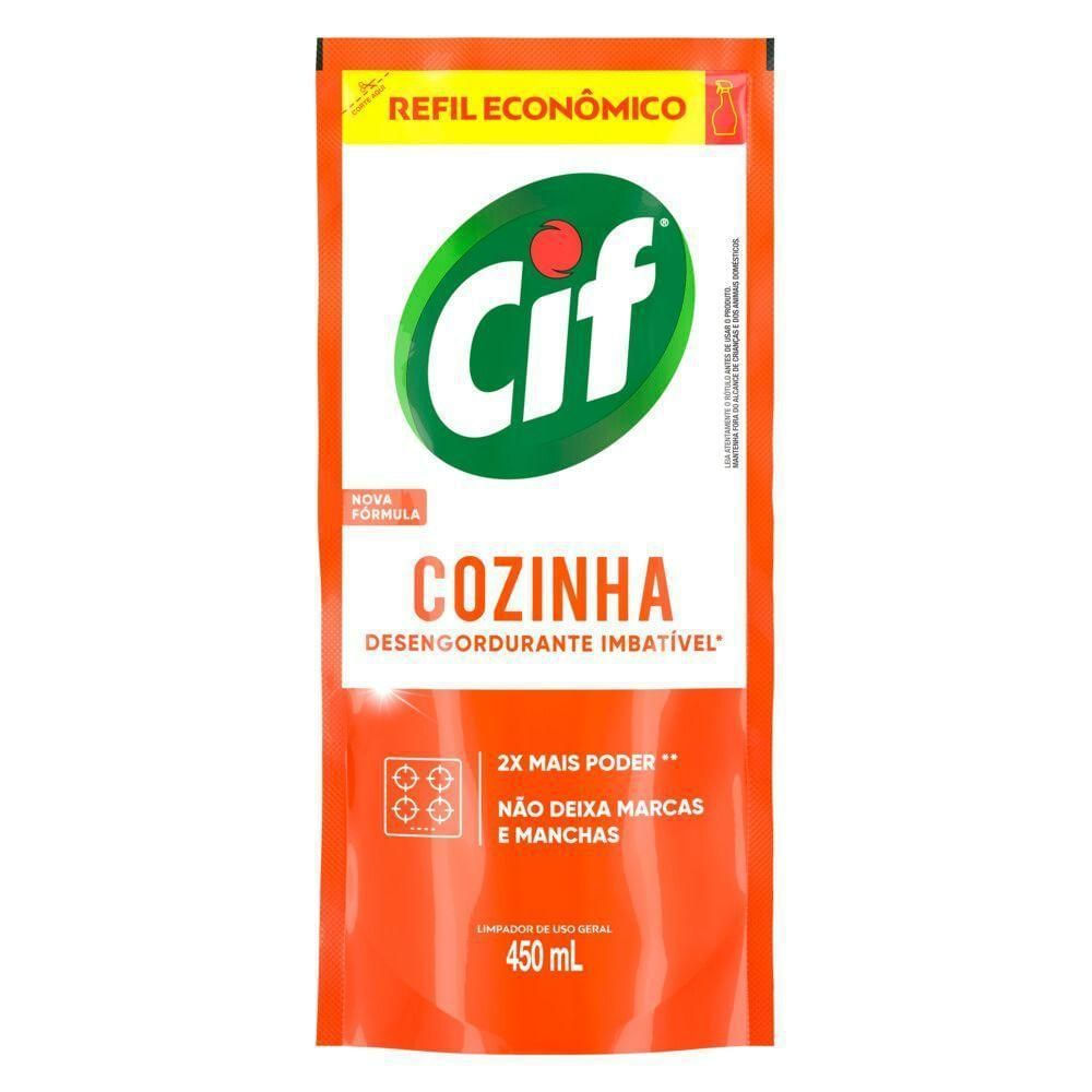 Limpador Desengordurante Multiuso Cif Ultra Rápido Líquido Refil 450ml