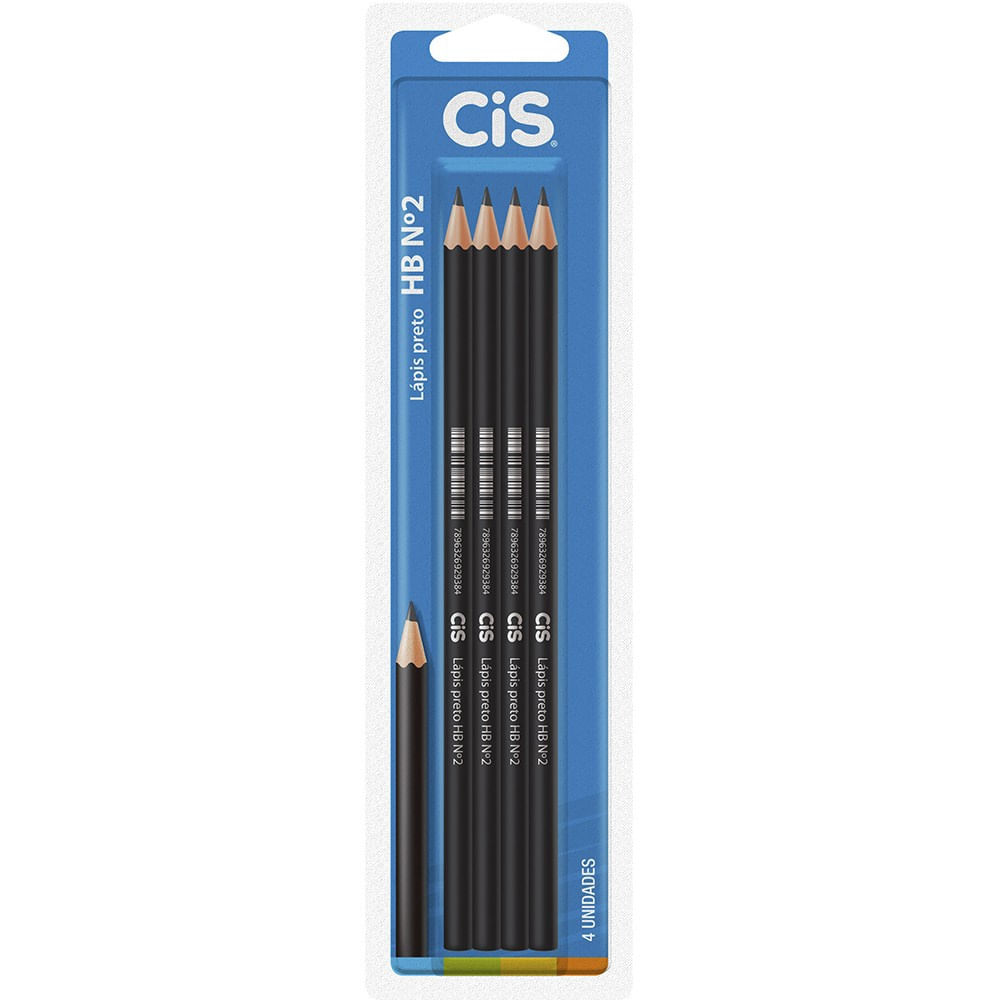 Lápis Preto HB 4 Unidades Cis com Borracha