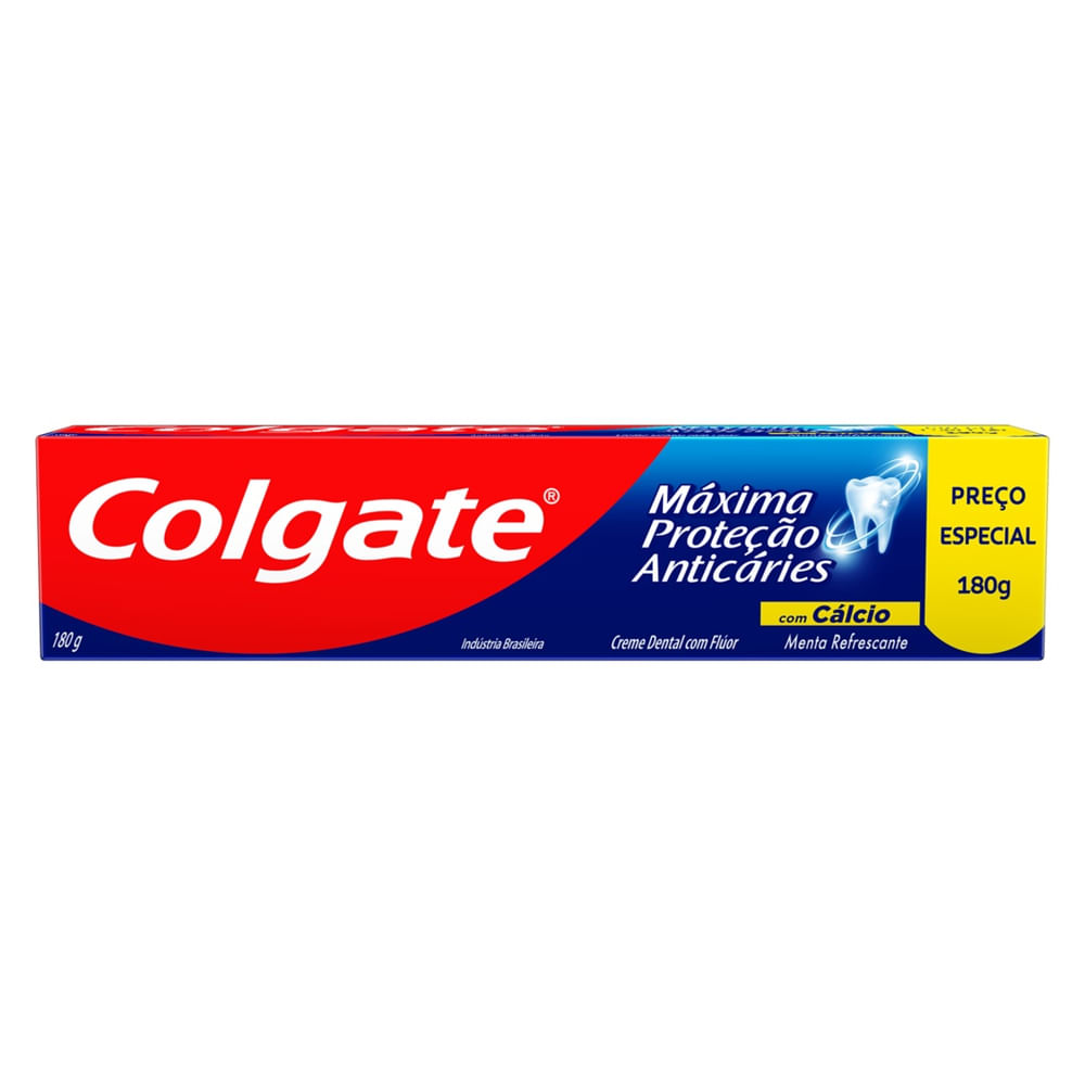 Creme Dental Anticáries Colgate Máxima Proteção Flúor e Cálcio 180g Menta