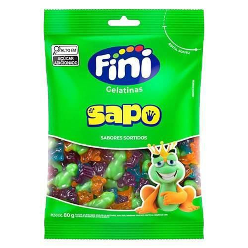 Bala de Gelatina Sapo Sortida Fini 80g Sem Glúten