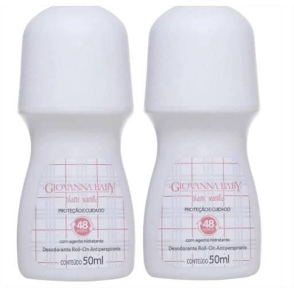 Kit Desodorante Roll-On Vegano Giovanna Baby Blanc Vanilla 50ml 2 Unidades