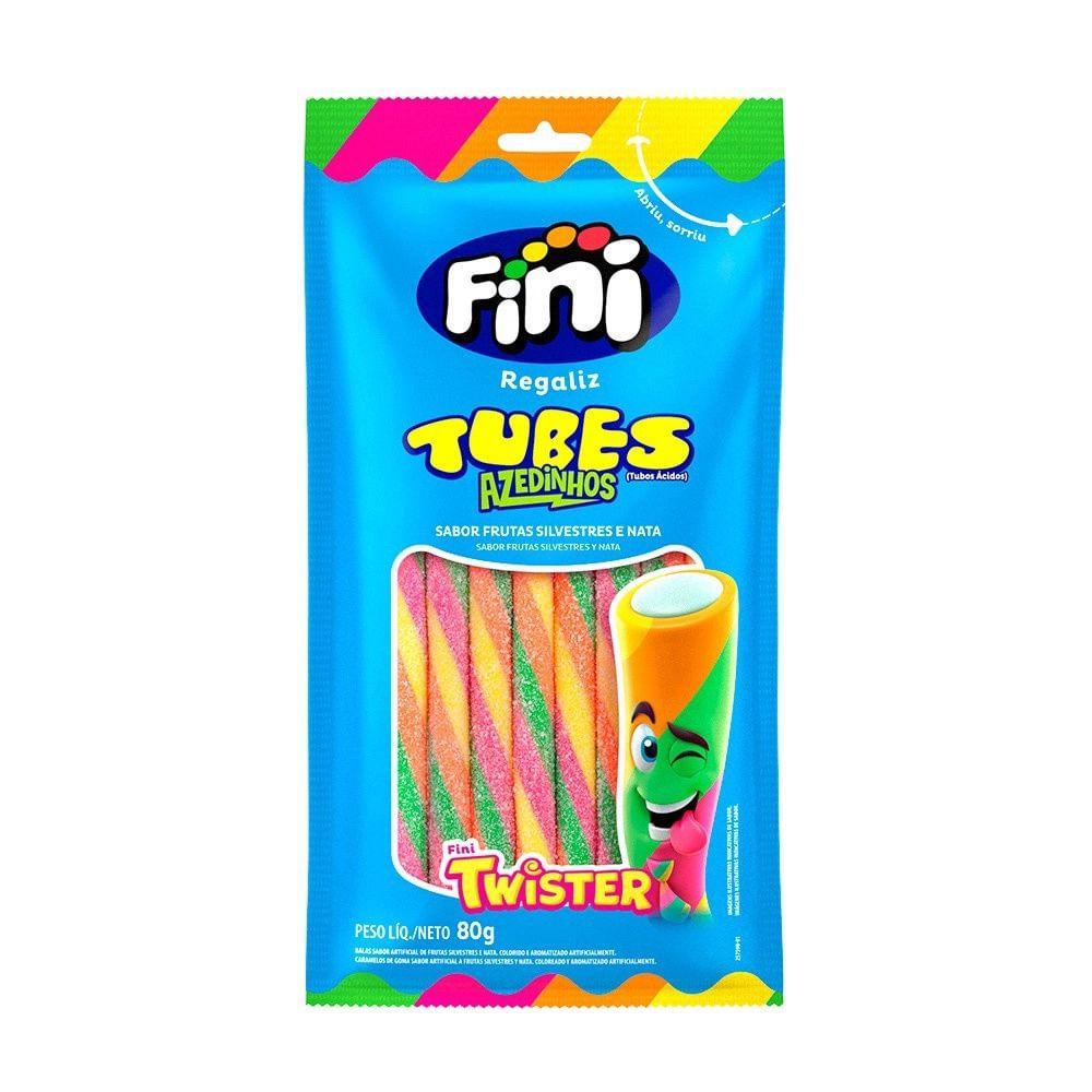 Bala de Gelatina Twister Cítrico Fini 80g Frutas Silvestres e Nata