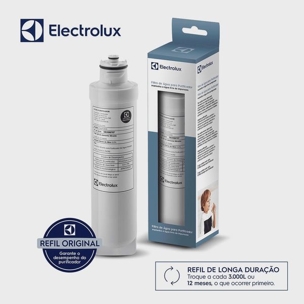 Filtro Acqua Clean Para Purificador Pa21g / Pa26g / Pa31g Filtro/Refil Original para Purificador de Água Electrolux PA21G / PA26G / PA31G – Refil longa duração: troque a cada 12 meses