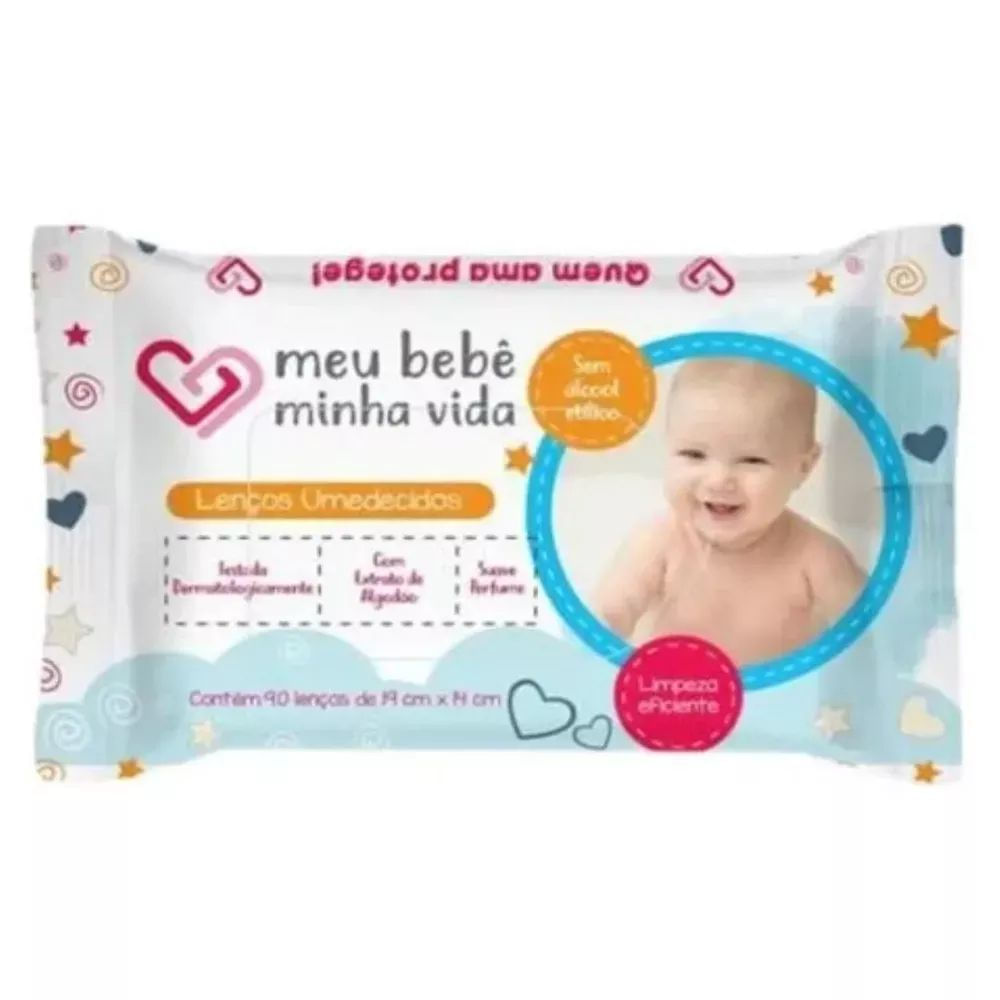 Toalha Umedecida Infantil Nutriex Meu Bebê Minha Vida Algodão 90 Unidades