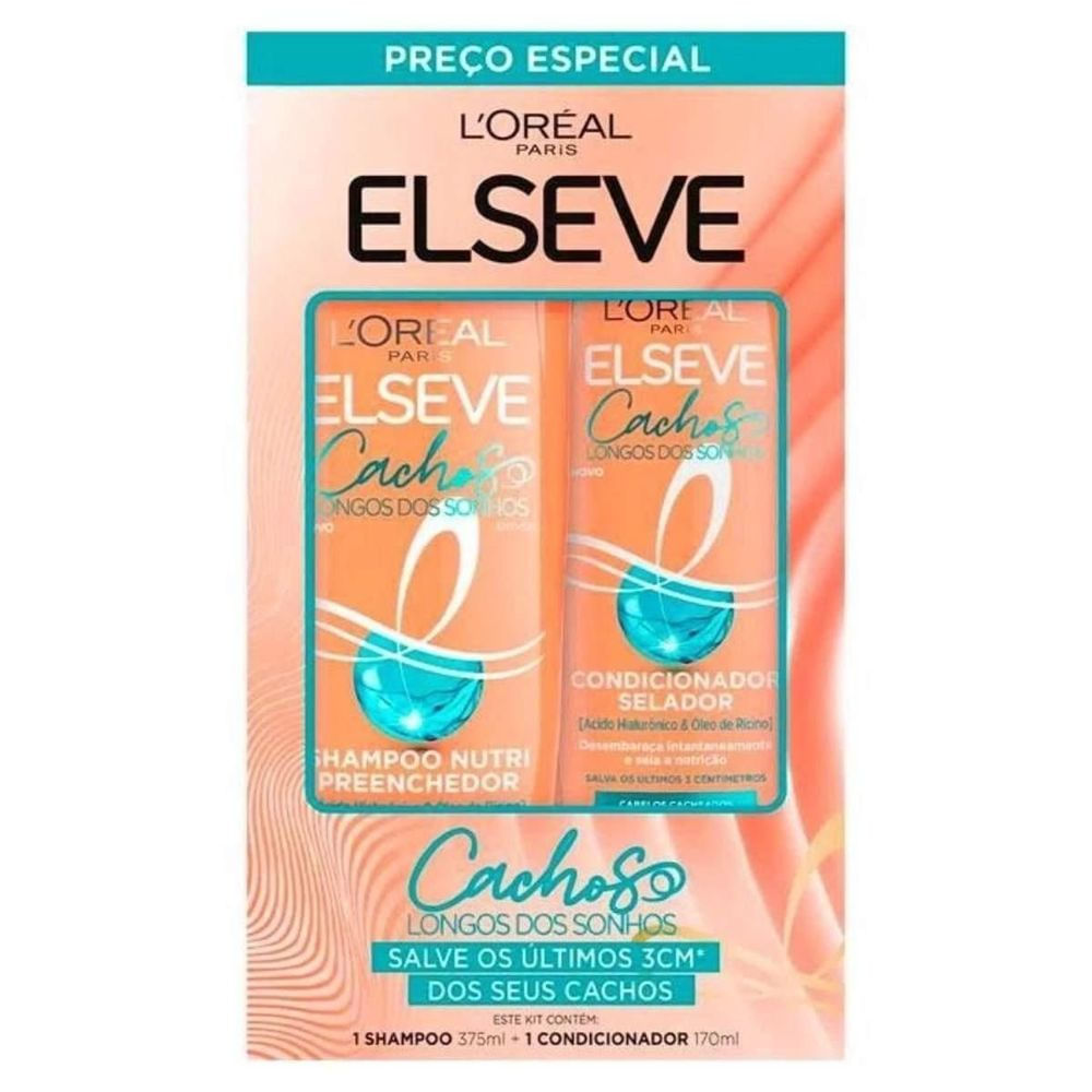 Kit Shampoo e Condicionador Nutrição Elseve L'Oréal Paris Cachos Longos dos Sonhos Ácido Hialurônico