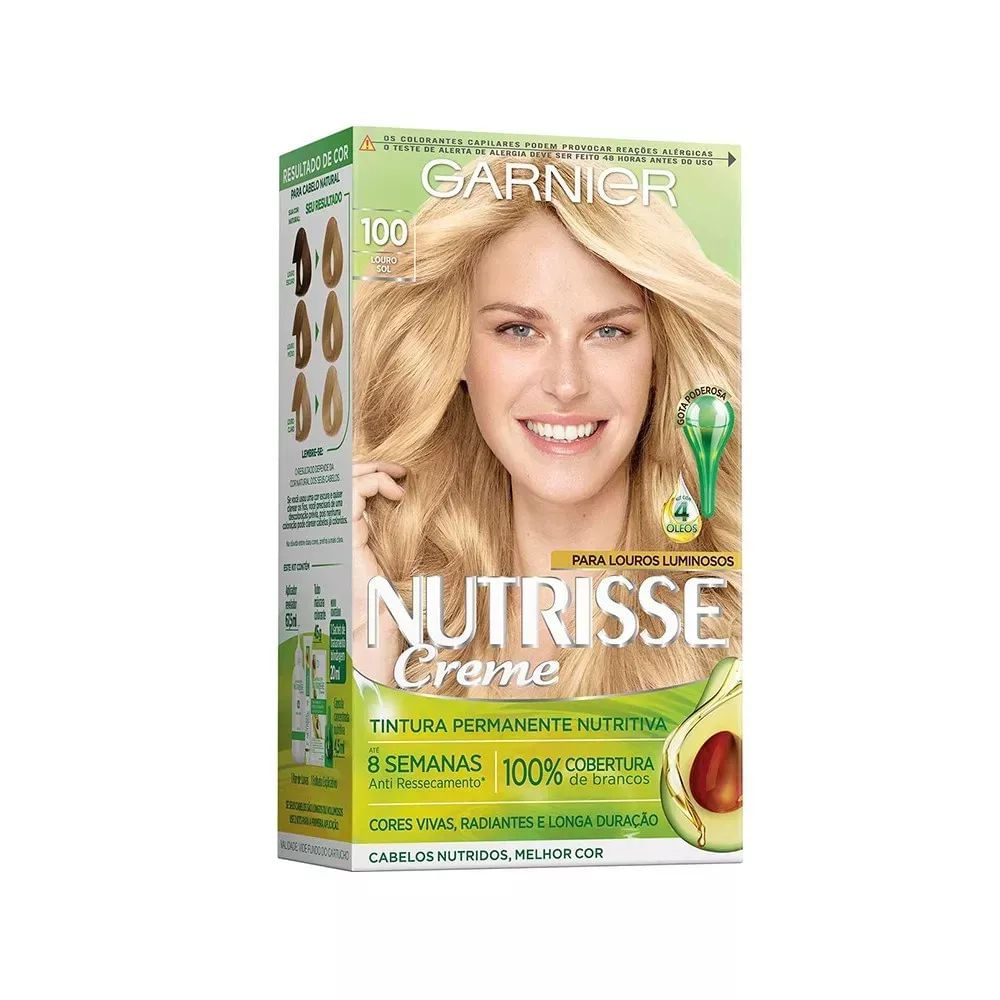 Coloração Nutrisse Louro Claríssimo 100 Garnier Kit Vegano 100% Cobertura Brancos