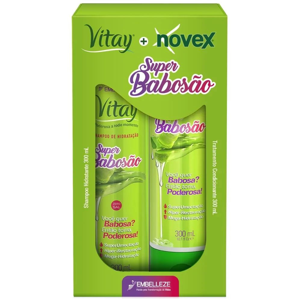 Kit Shampoo e Condicionador Hidratação Profunda 300ml Novex Vitay Super Babosão Antiqueda Nutrição