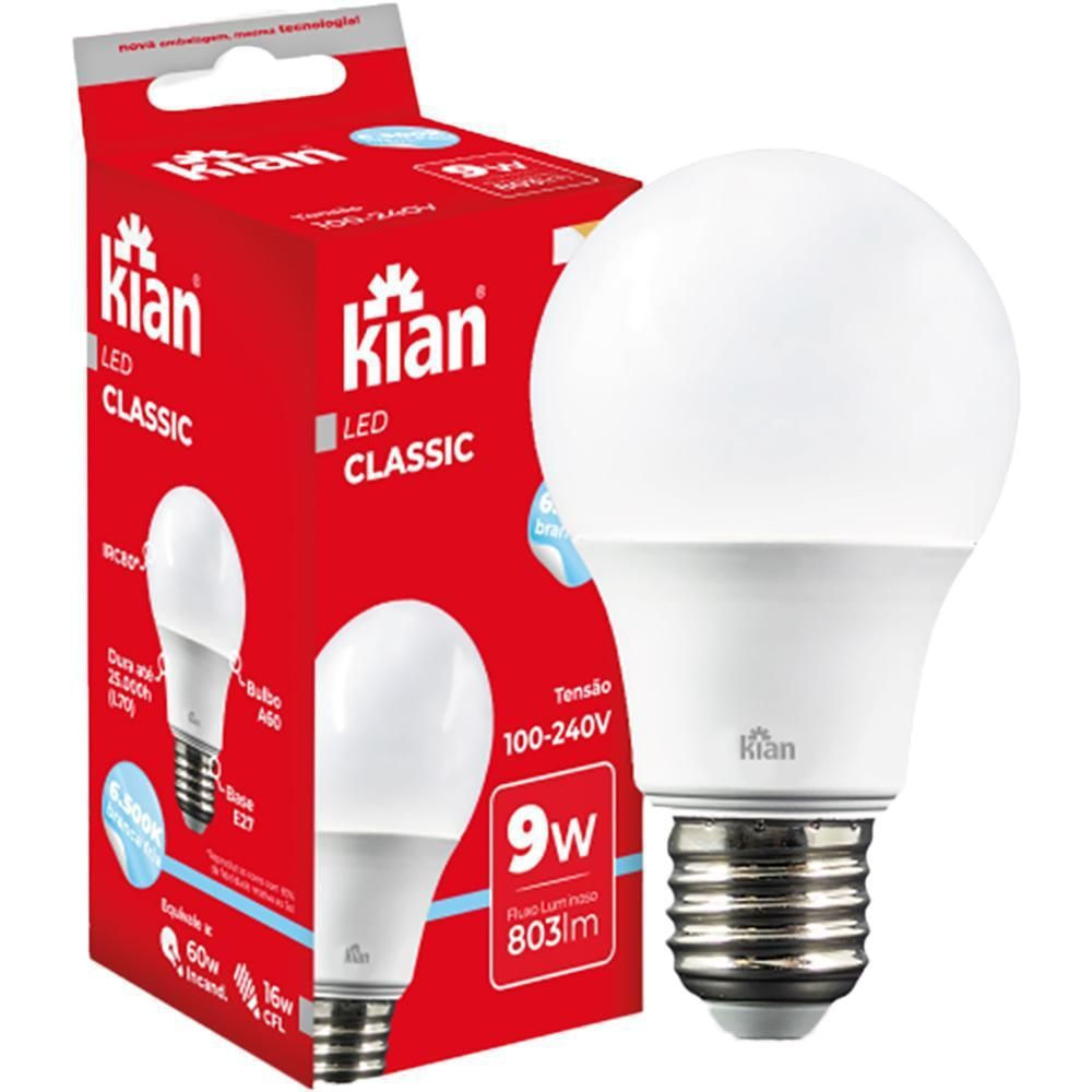 Lâmpada LED Kian A60 9W Bivolt E27 6500K Branca Fria