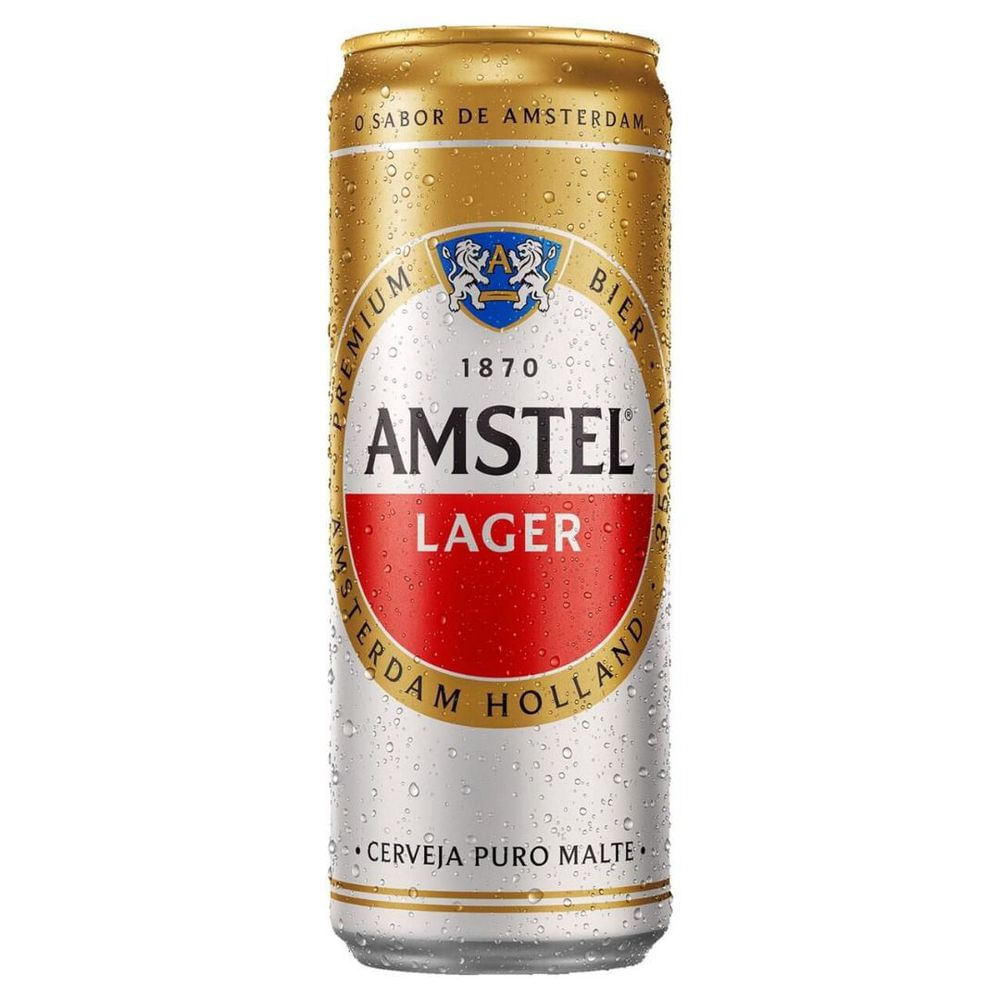 Cerveja Lager Puro Malte Amstel 350ml Lata Premium