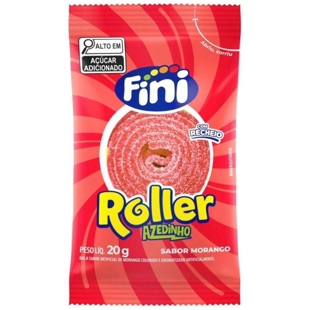 Bala de Gelatina Roller Azedinho Morango Fini 20g Cítrica