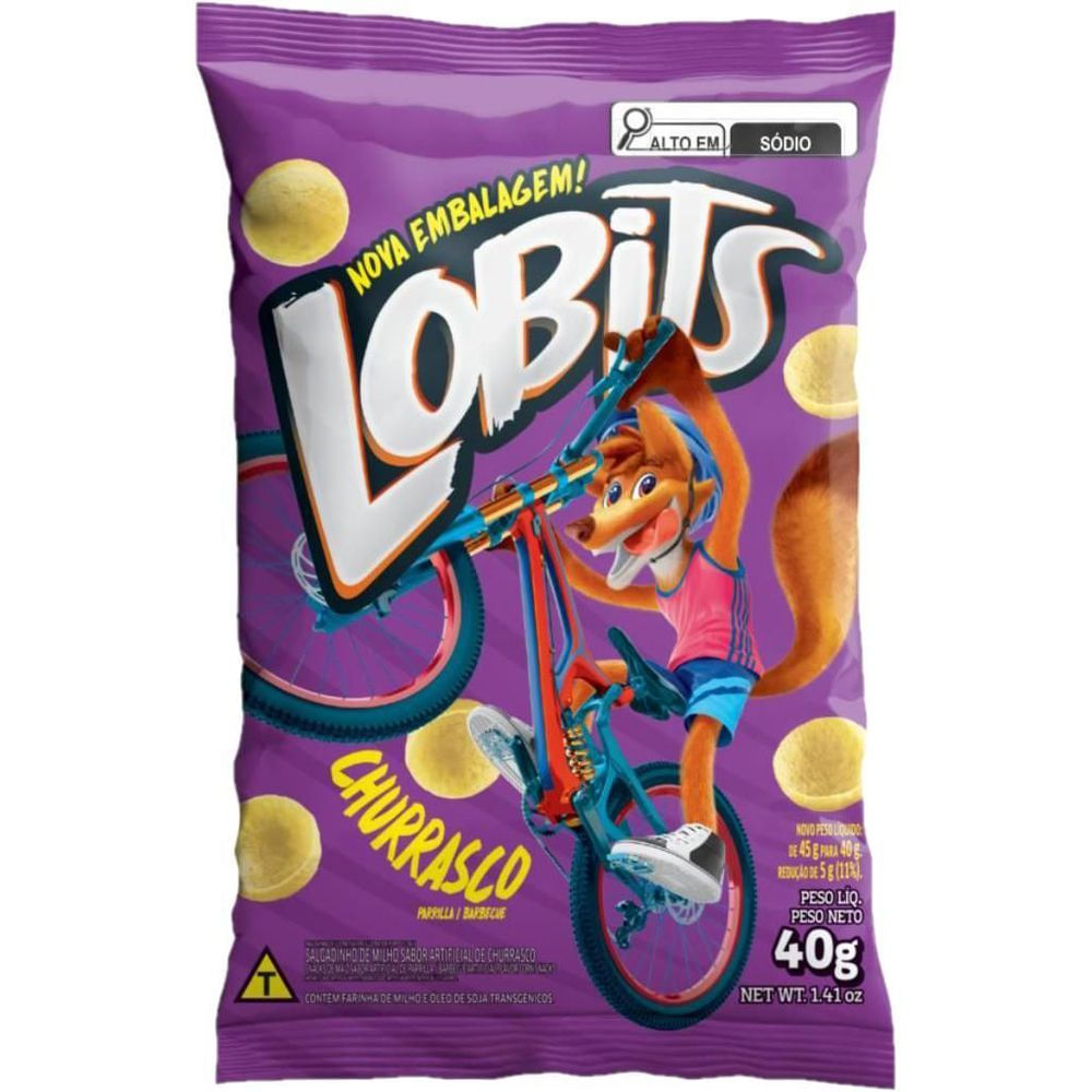 Salgadinho de Milho Churrasco Lobits Milho de Ouro 40g Assado