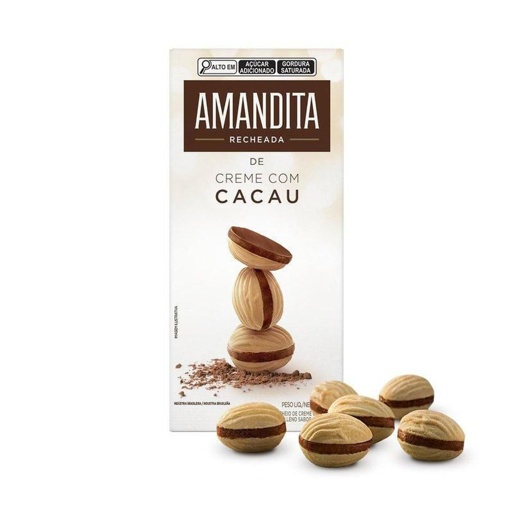 Biscoito Wafer Recheio de Cacau Amandita Lacta 200g Crocante