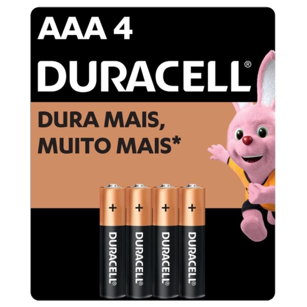 Pilha Alcalina Duracell AAA 1.5V 4 Unidades