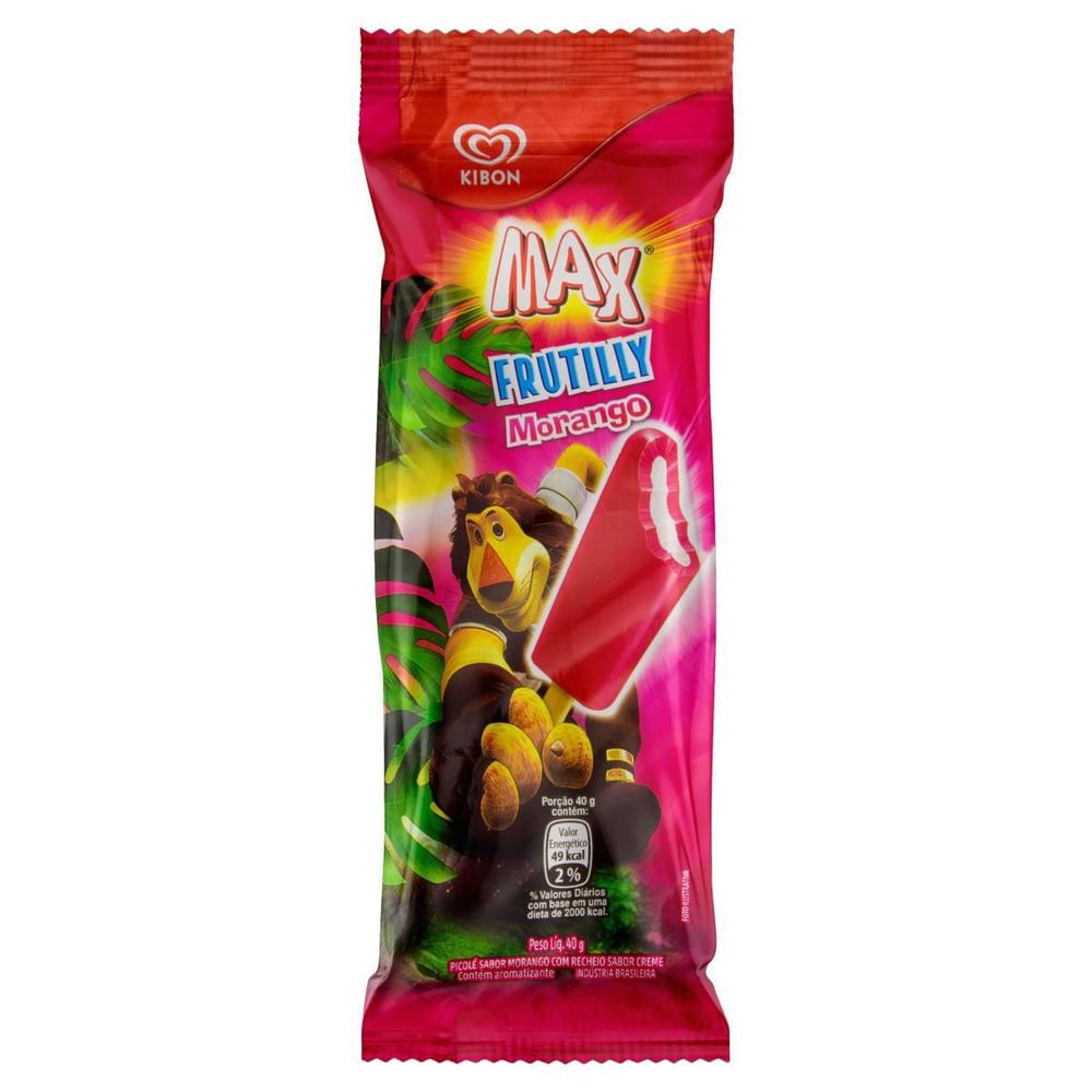 Picolé Morango e Creme Kibon Max Frutilly 40g Refrescante