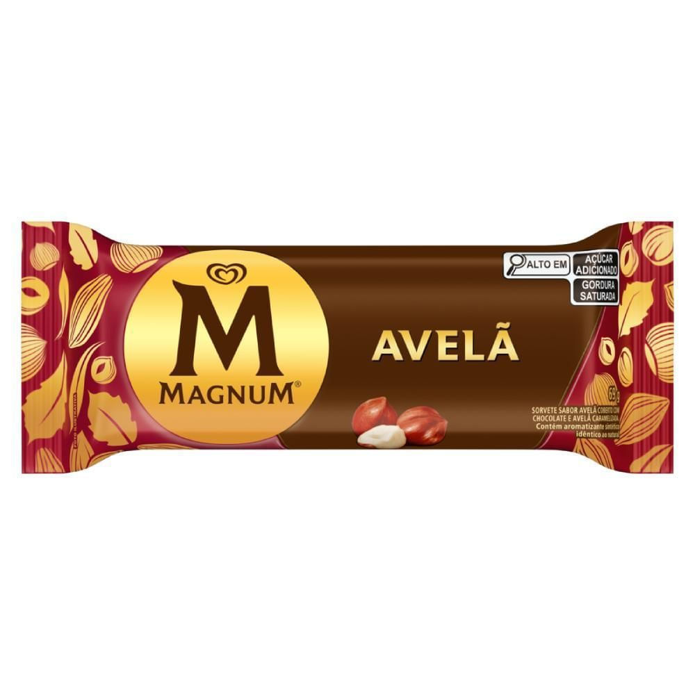 Sorvete Avelã Magnum Kibon 69g Chocolate Belga