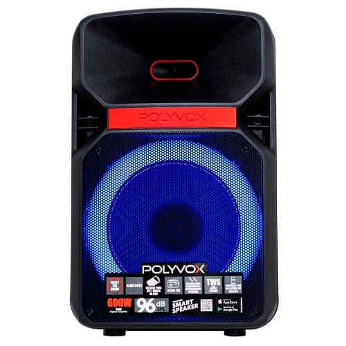 Caixa de Som Polyvox XC-812TB 600W rms Bluetooth 5.3 tws