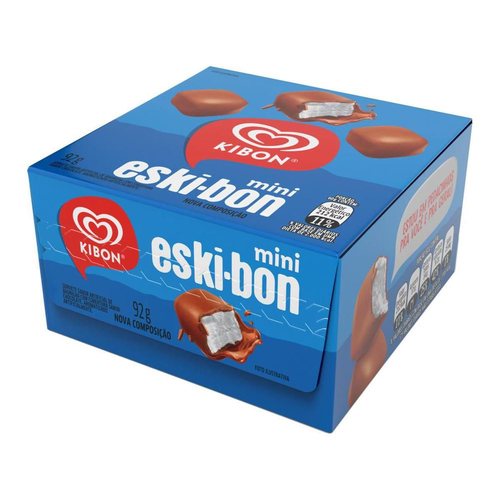 Sorvete Baunilha com Chocolate Eski-bon Kibon 92g Caixa Crocante