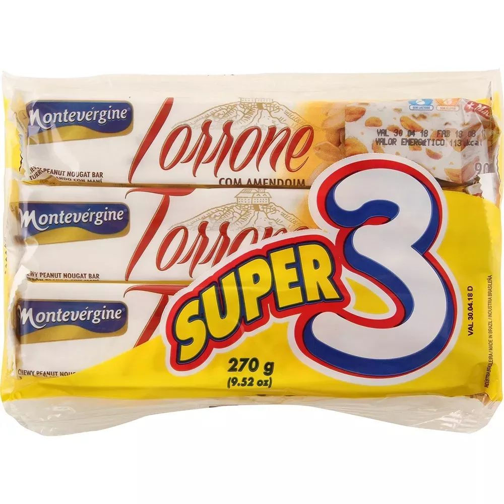 Torrone com Amendoim Super 3 Montevérgine 270g Macio