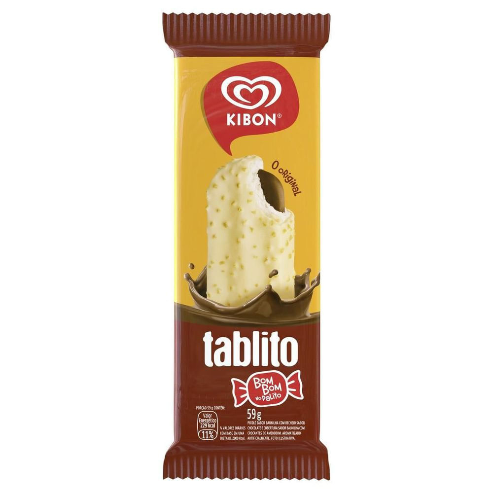 Picolé Baunilha e Chocolate Tablito Kibon 59g Crocante