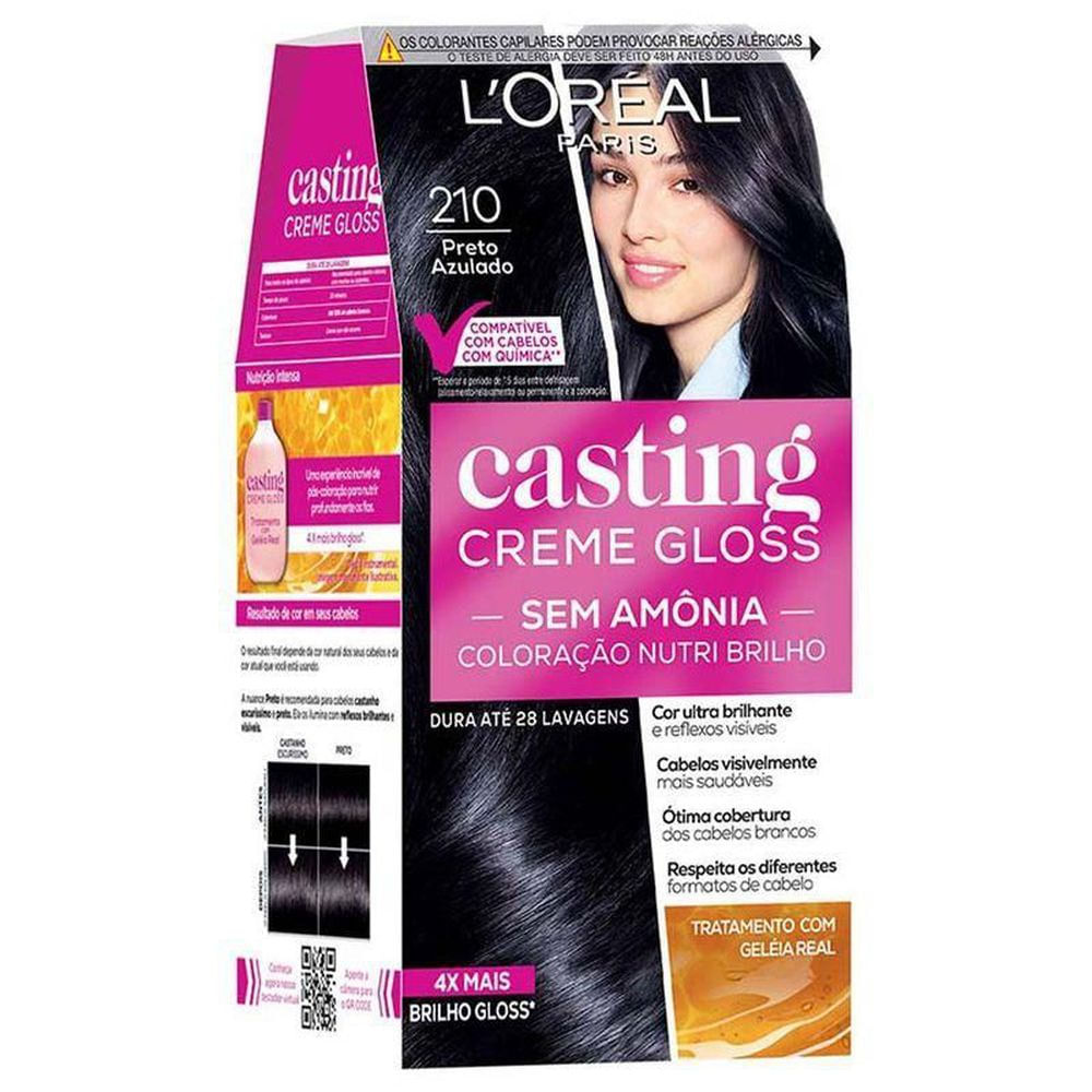 Coloração Semipermanente Brilho Intenso 152,5ml Casting Creme Gloss 210 Preto Azulado sem Amônia