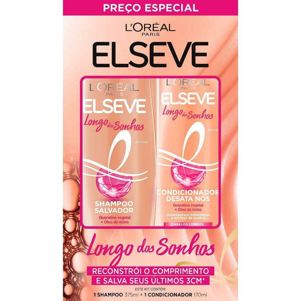 Kit Shampoo 375ml Condicionador 170ml L'Oréal Paris Elseve Longo dos Sonhos Reconstrução e Queratina