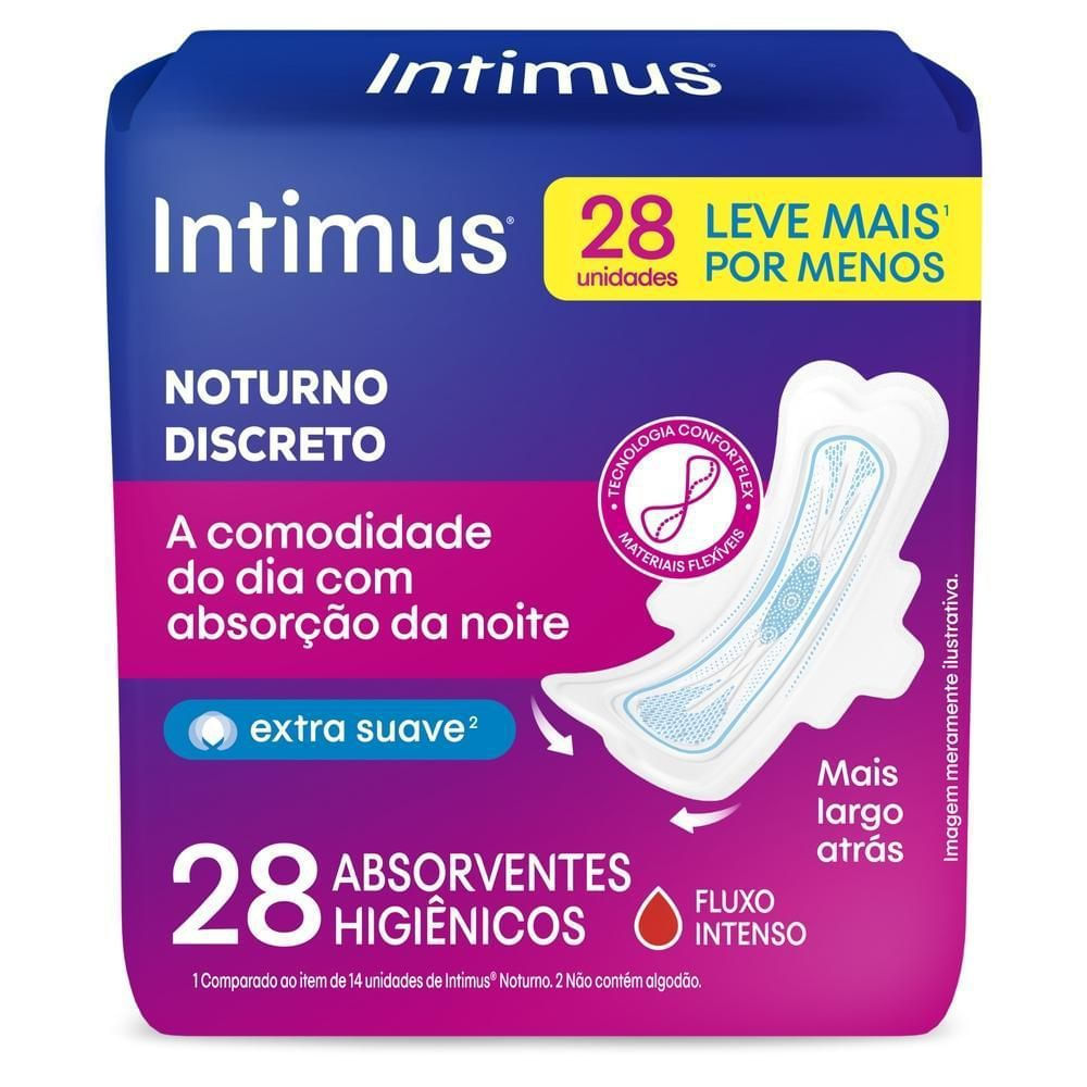 Absorvente Noturno Discreto com Abas Intimus 28 Unidades