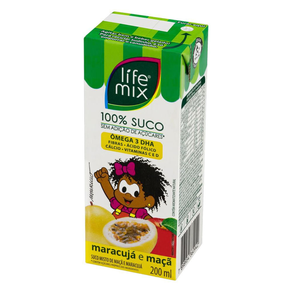 Suco Maracujá e Maçã Turma da Mônica Life Mix 200ml Sem Açúcar
