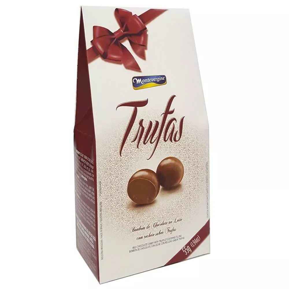 Bombom Chocolate ao Leite Trufas Montevérgine 55g Caixa 24 Unidades Com Oleaginosas