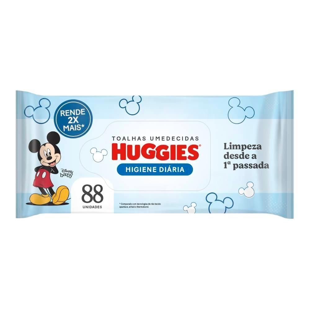 Lenço Umedecido Hipoalergênico Sem Perfume Huggies Higiene Diária 88un