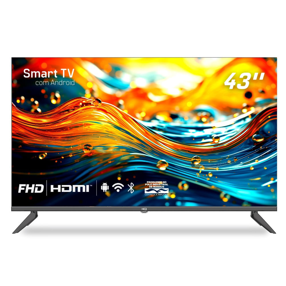 Smart TV hq 43 Full HD tela sem bordas Android 12 design Slim HQS43NKHM