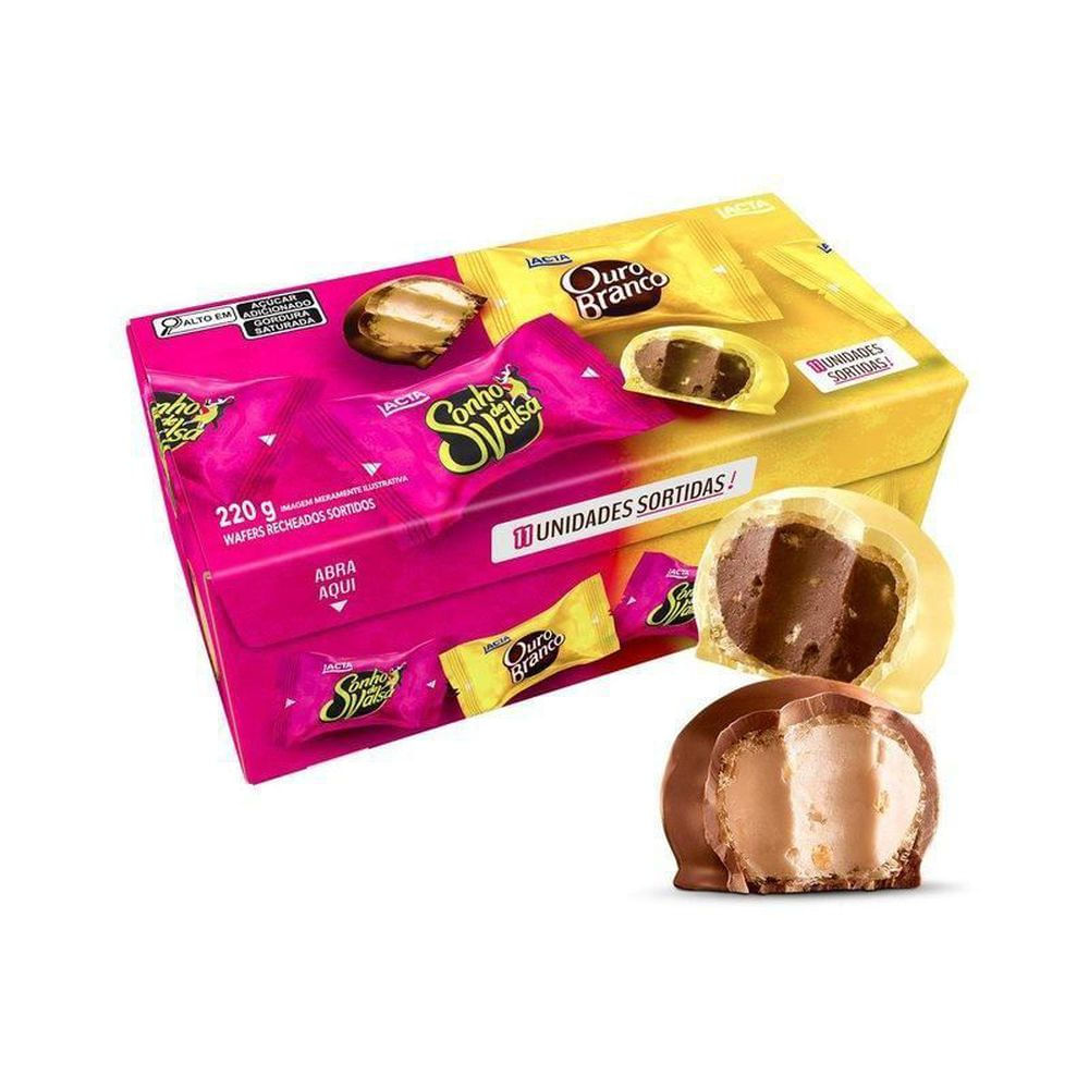 Caixa de Bombons Sonho de Valsa e Ouro Branco Mondelez 220g 11 unidades Tradicional
