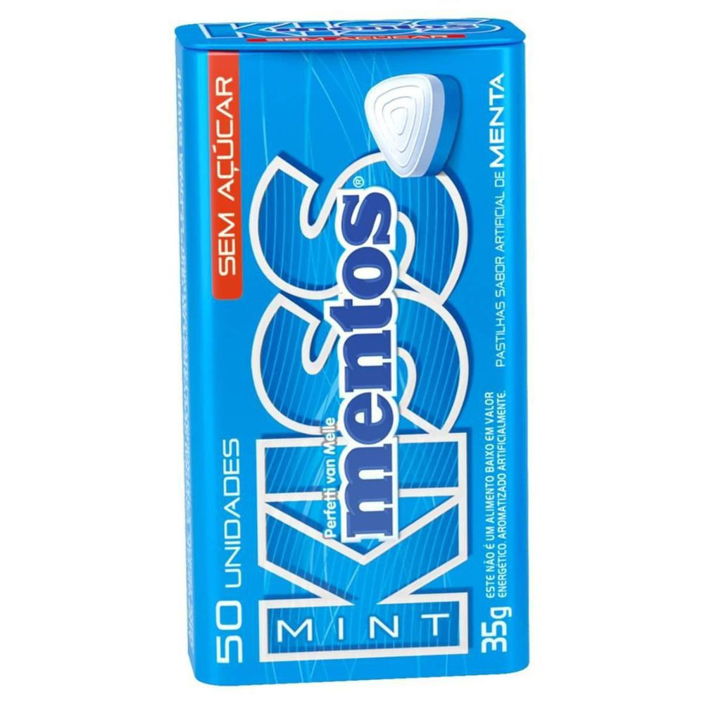 Pastilha Menta Zero Açúcar Mentos Kiss Lata 35g Refrescante
