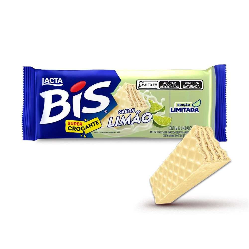 Lacta Bis Limão Wafer Recheado Chocolate Branco 100,8g (16 un)