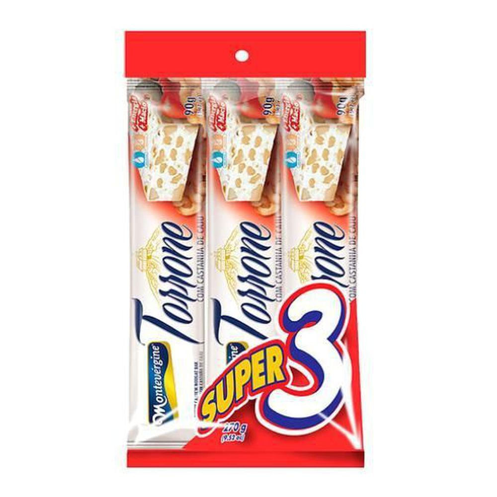 Torrone Castanha de Caju Montevérgine Super 3 270g Sem Glúten