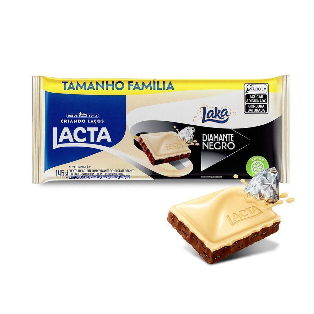 Lacta Barra de Chocolate ao Leite Diamante Negro Laka 145g