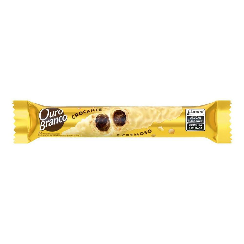 Wafer Recheado Chocolate Branco Ouro Branco Lacta 25g Crocante