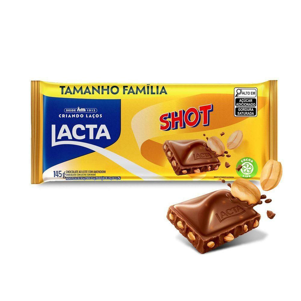 Lacta Barra de Chocolate ao Leite com Amendoim Shot 145g