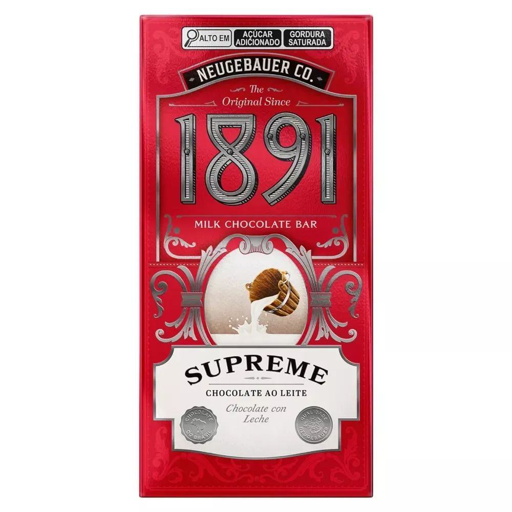 Barra de Chocolate ao Leite 90g 1891 Supreme Neugebauer Sabor Premium