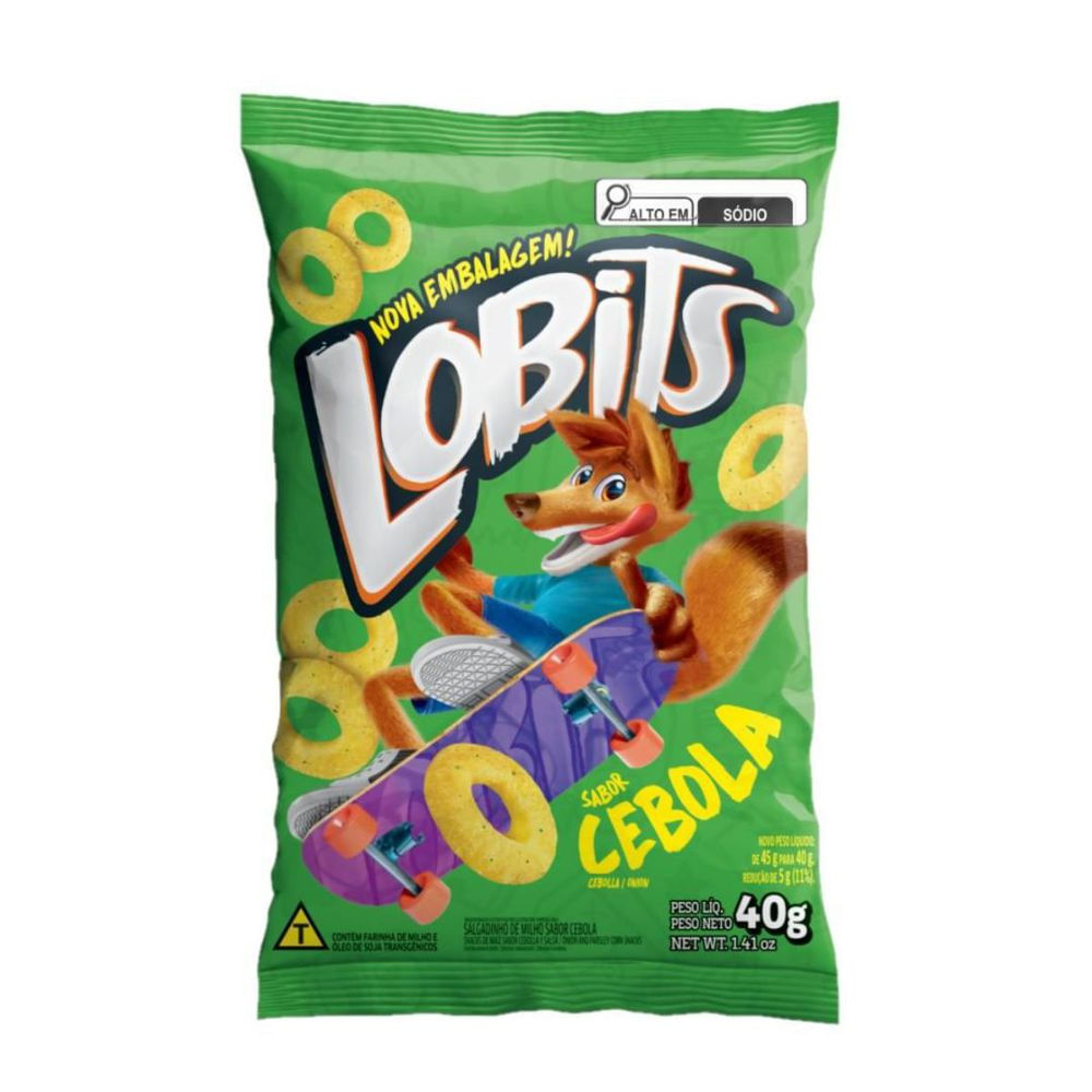 Salgadinho de Milho Cebola Lobits Milho de Ouro 40g Sem Glúten Assado