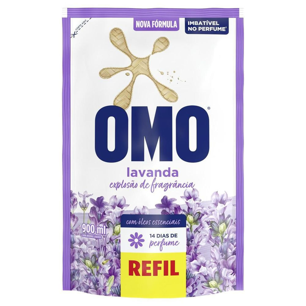 Sabão Líquido Concentrado OMO Lavagem Perfeita Refil Lavanda 900ml