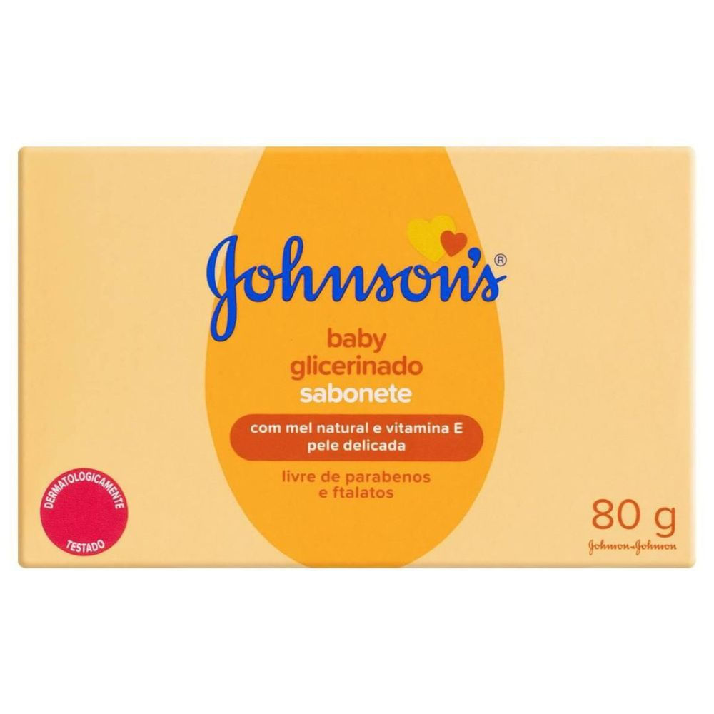Sabonete em Barra Glicerinado Johnson's Baby Mel e Vitamina E 80g