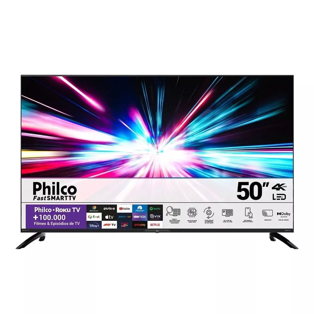 Smart TV 4K Philco PTV50G7ER2CPBL LED 50" Wi-Fi Dolby Audio Preto
