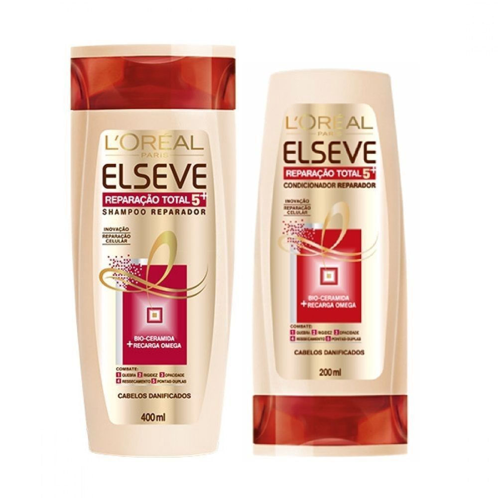 Kit Shampoo 400ml e Condicionador 200ml L'Oréal Paris Elseve Reparação Total 5+ Cabelos Danificados