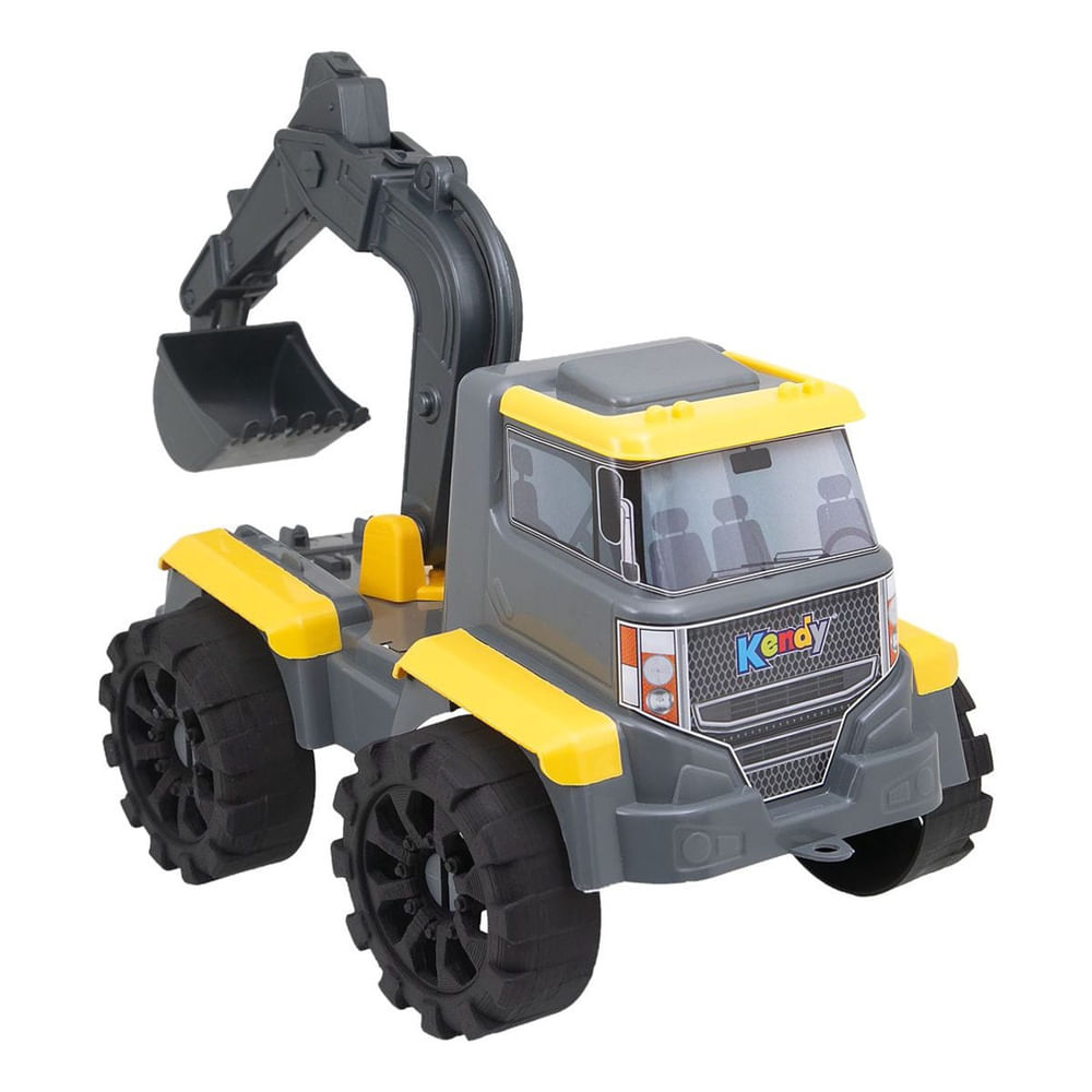 Caminhão de Brinquedo Infantil Kendy Forte Escavador Articulável 1 a 2 Anos Amarelo e Preto