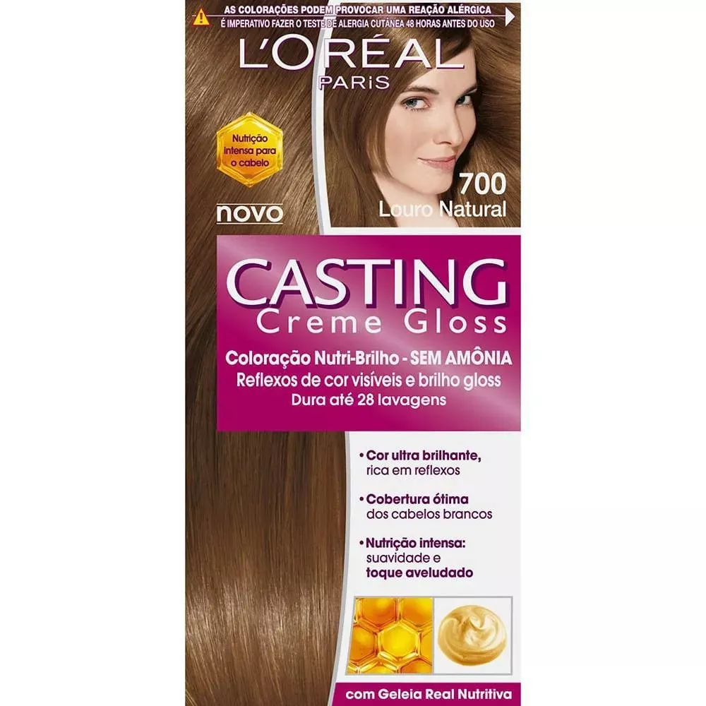 Coloração Creme Brilho Gloss 700 Louro Natural L'Oréal Paris Casting Sem Amônia Kit