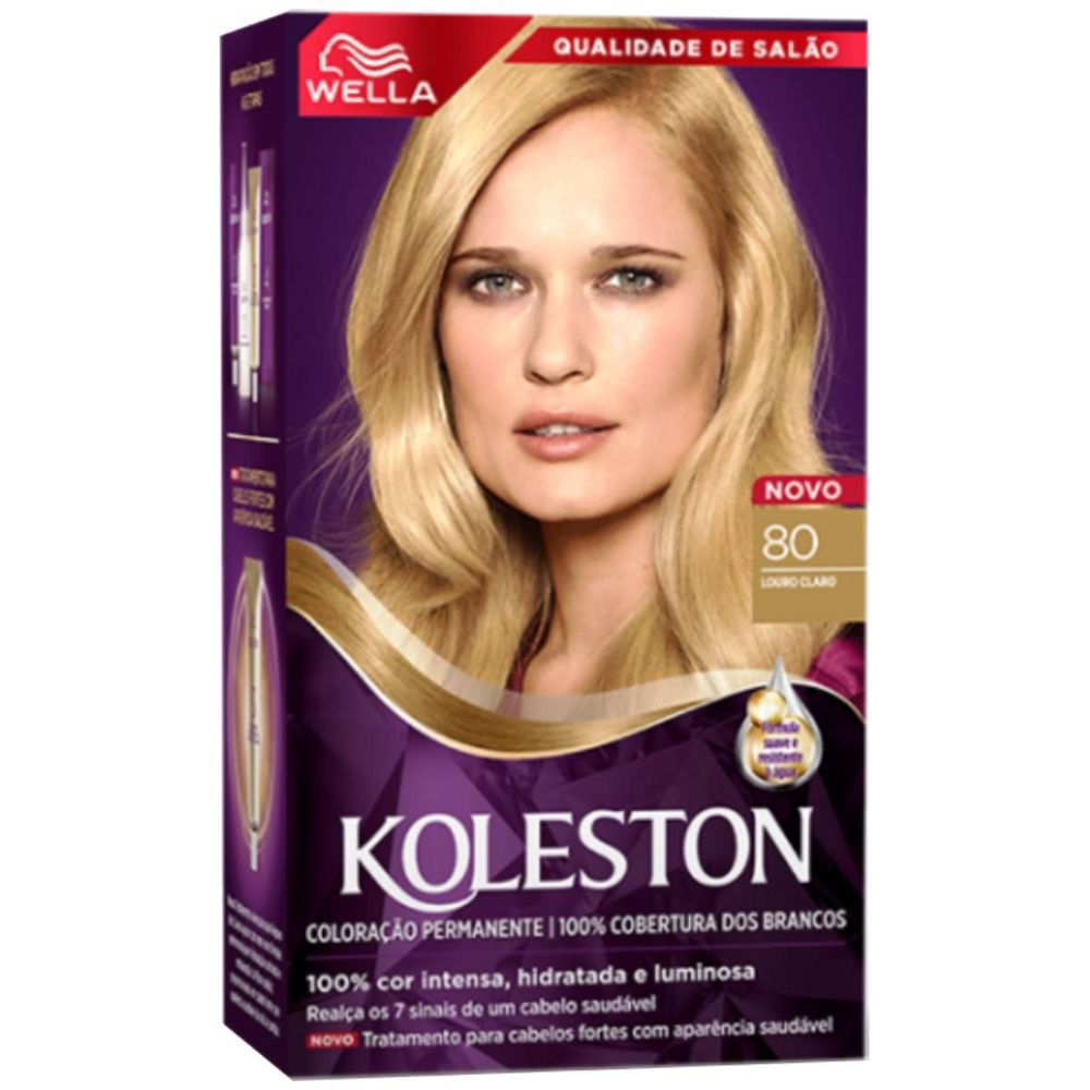 Kit Coloração Louro Claro 80 Koleston Wella Cobertura Total Fios Brancos