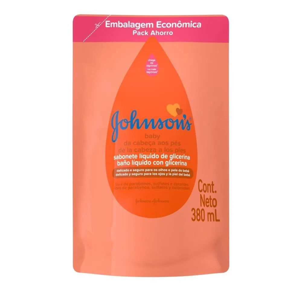 Sabonete Líquido Infantil Glicerina Johnson's Baby Cabeça aos Pés Refil 380ml